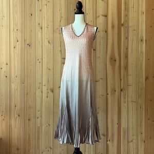 KOMAROV Beaded Charmeuse & Chiffon Dress L